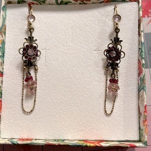 Purple crystal drop earrings